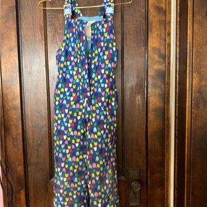 Kids 8 Hanna Andersson Blue Quilted snow pants bibs floral colorful